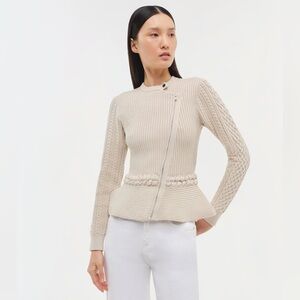 Jonathan Simkhai Andi Peplum Jacket Knit Sweater Size Large